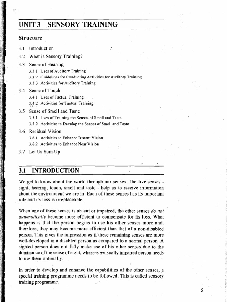Sensory Training for Visual Impairment | PDF | Senses | Visual Perception
