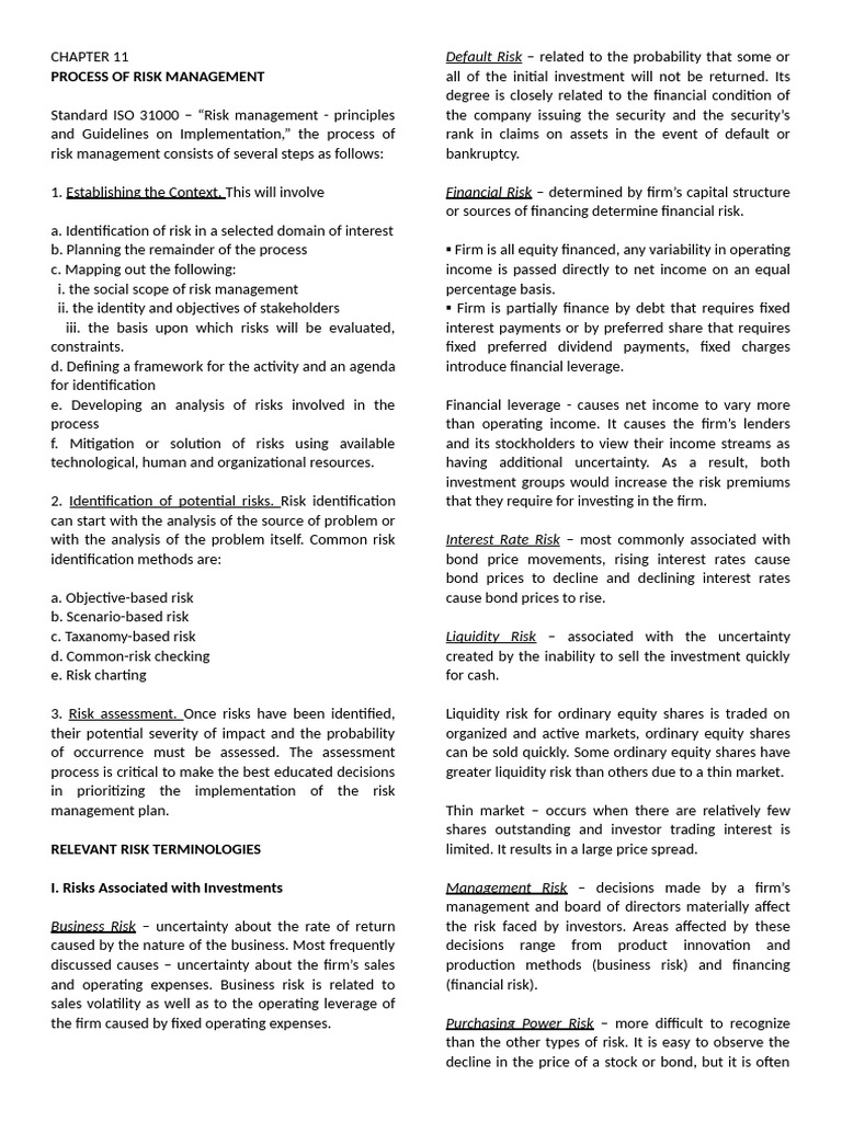 Risk Management Process Overview | PDF | Internal Control | Risk