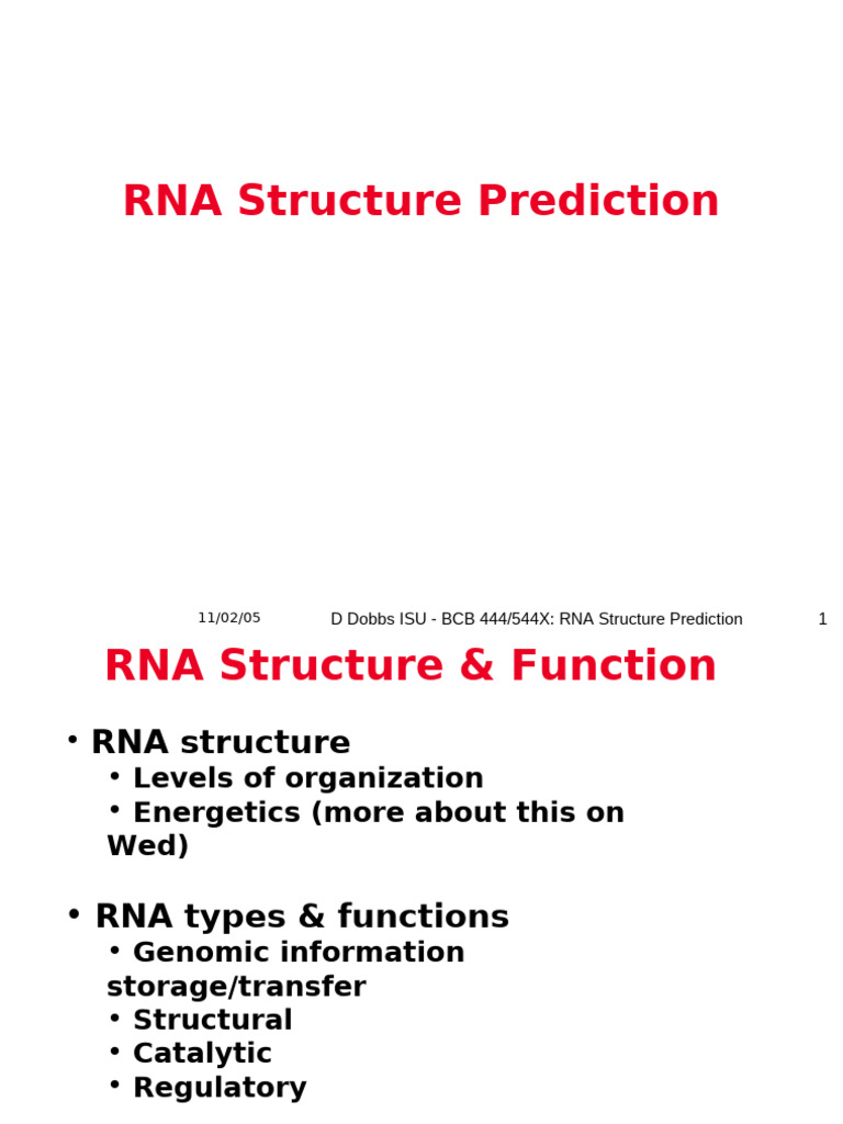 RNA Structure Prediction Techniques | PDF | Rna | Translation (Biology)