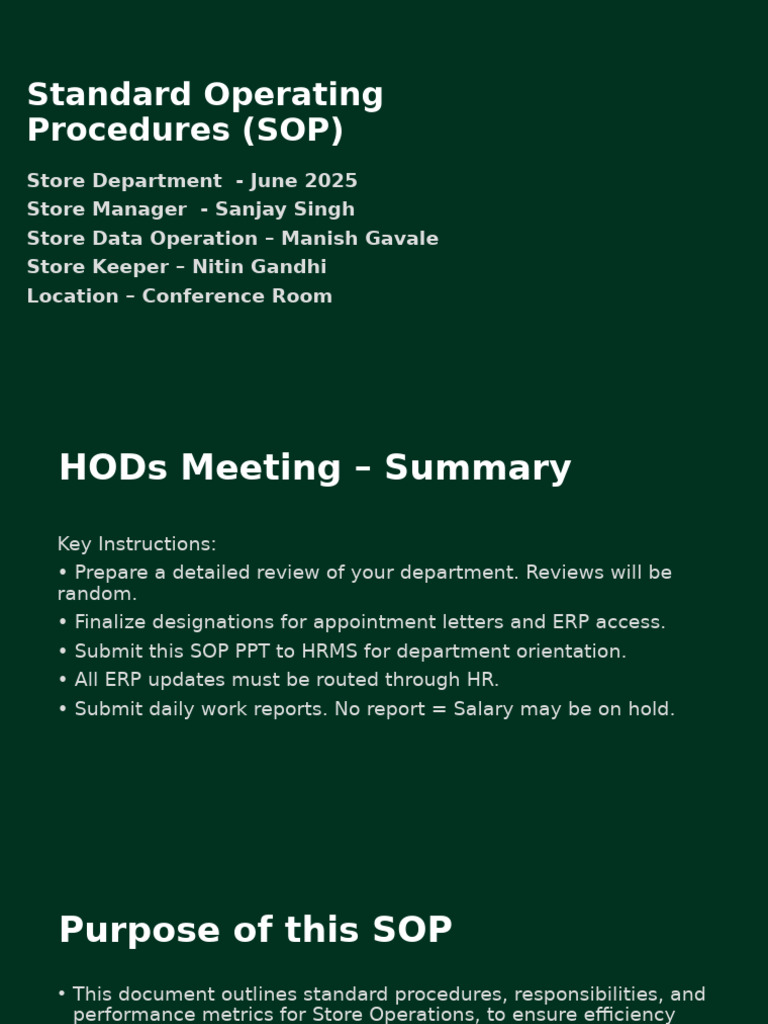Standard Operating Procedures (SOP) 23 | PDF
