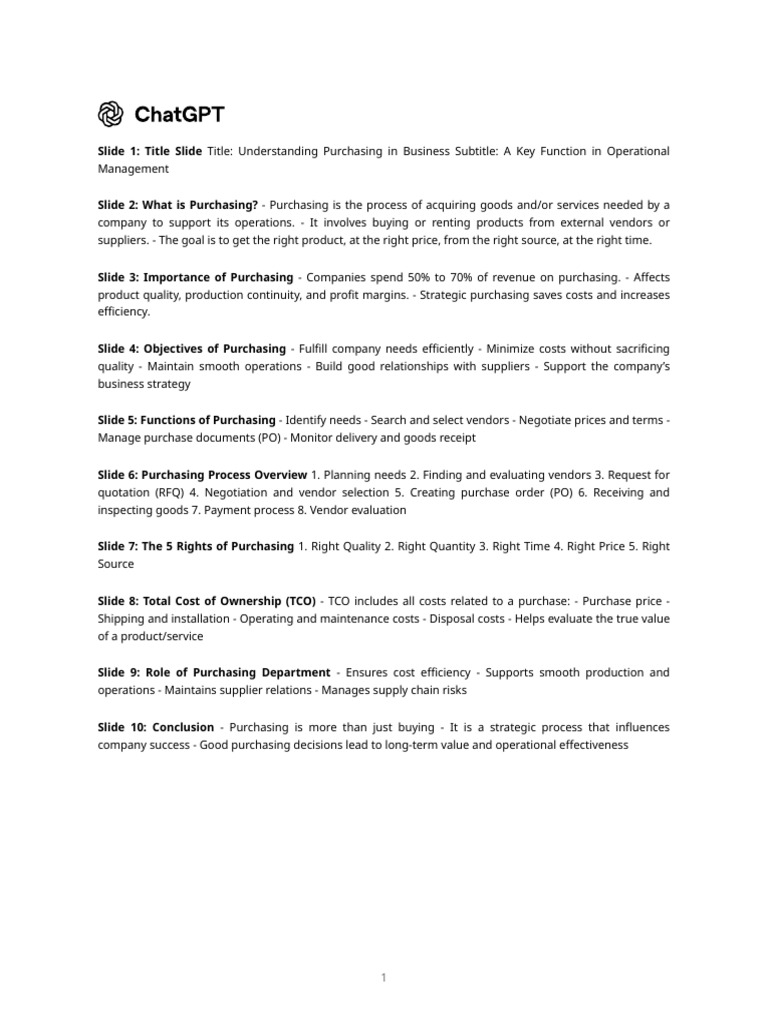 Purchasing Overview | PDF