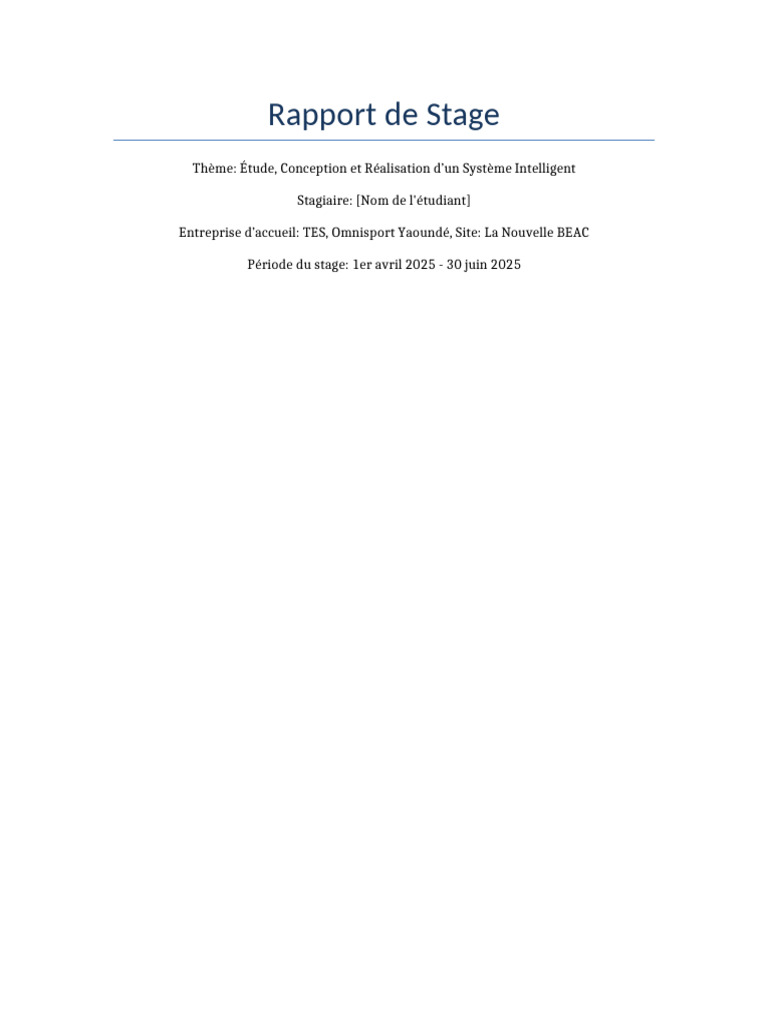 Rapport de Stage sur Système Intelligent IA | PDF | Intelligence ...