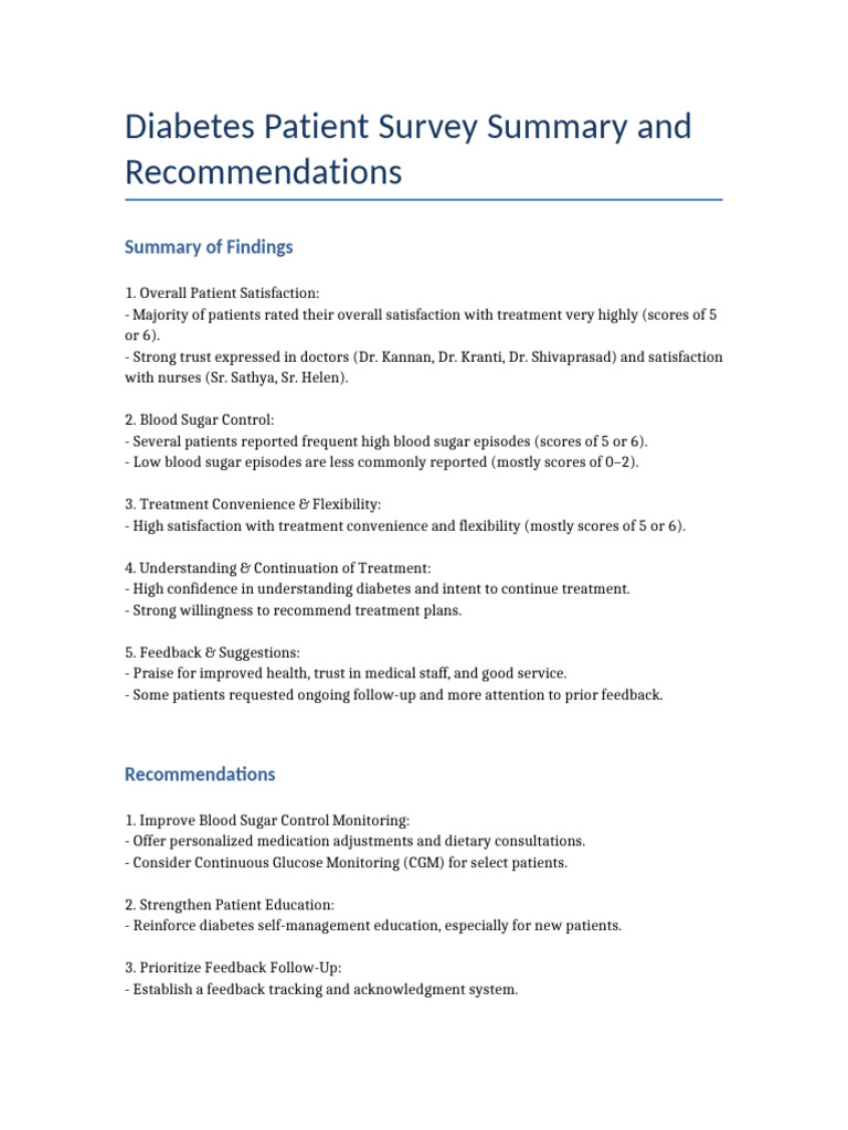 Diabetes Survey Report | PDF