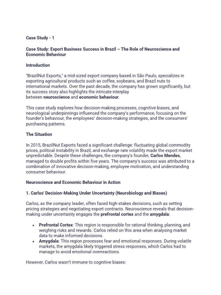 Case Study Export Business Success in Brazil - The Role of Neuroscience ...