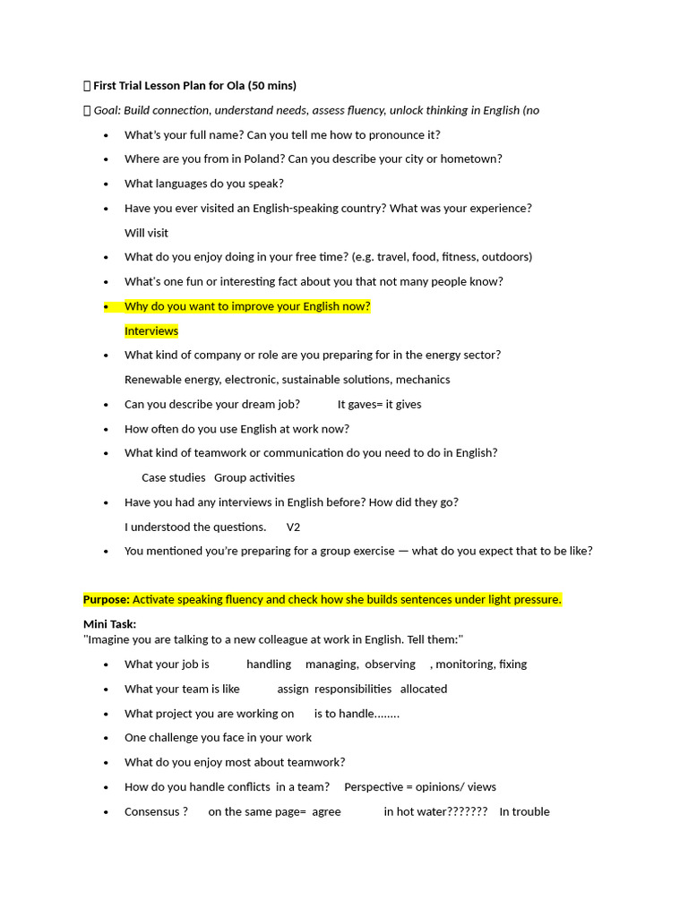 ? First Trial Lesson Plan For Ola | PDF | Efficient Energy Use ...