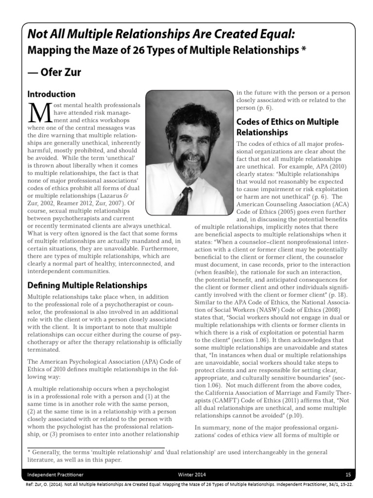 Understanding Multiple Relationships in Therapy | PDF | Psychotherapy ...