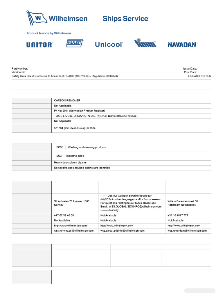 Carbon Remover Safety Data Sheet | PDF | Toxicity | Safety