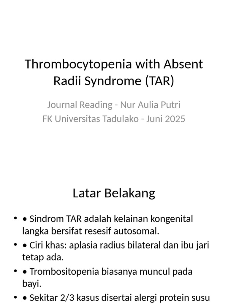 Sindrom TAR dan Trombositopenia | PDF