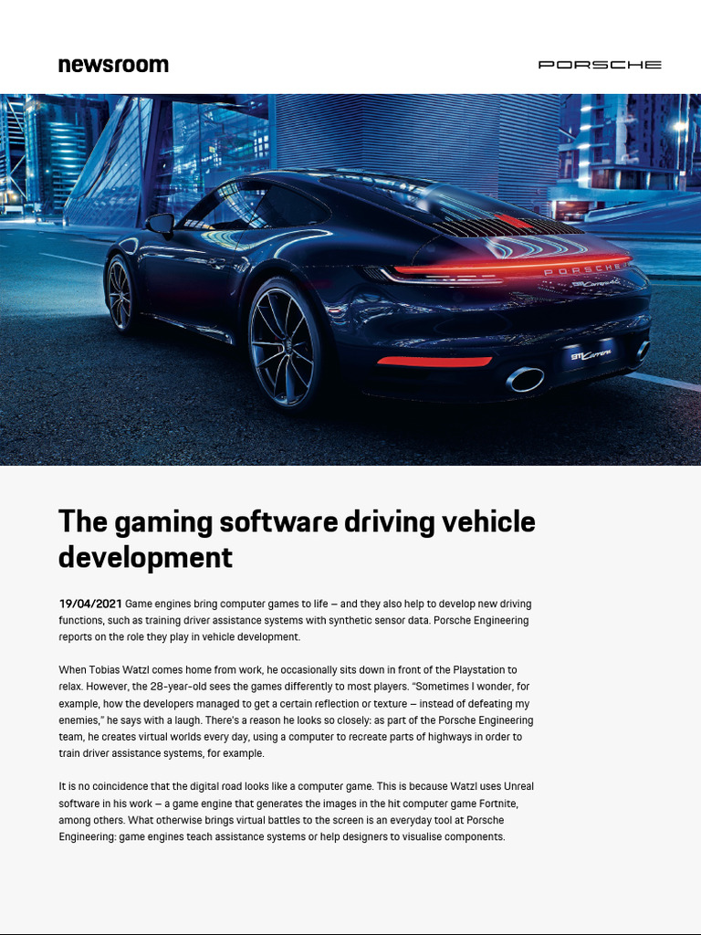 Game Engines in Vehicle Development | PDF | Simulation | 3 D Computer ...