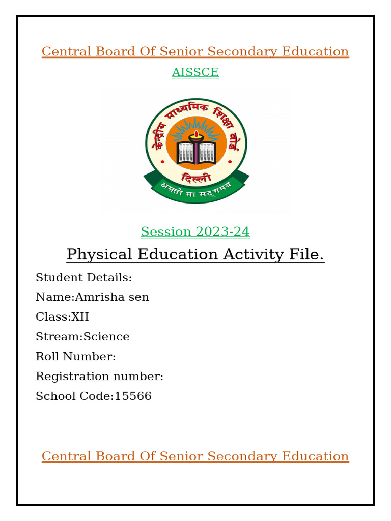 AISSCE XII Activity Files Overview | PDF