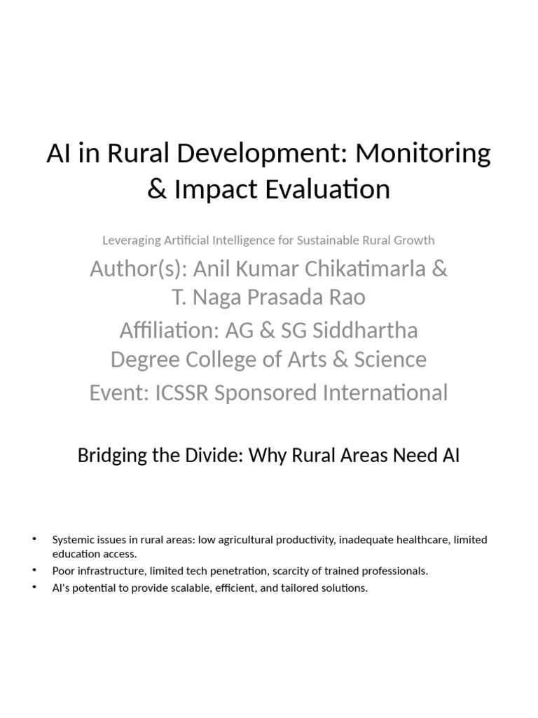 AI in Rural Development Presentation | PDF | Artificial Intelligence ...