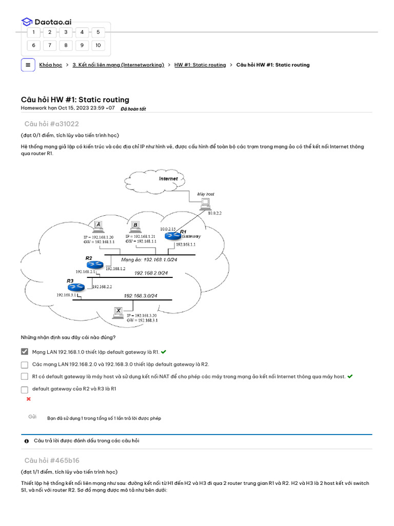 Câu Hỏi HW 1 Static Routing HW 1 Static Routing Chương Trình Học Của ...