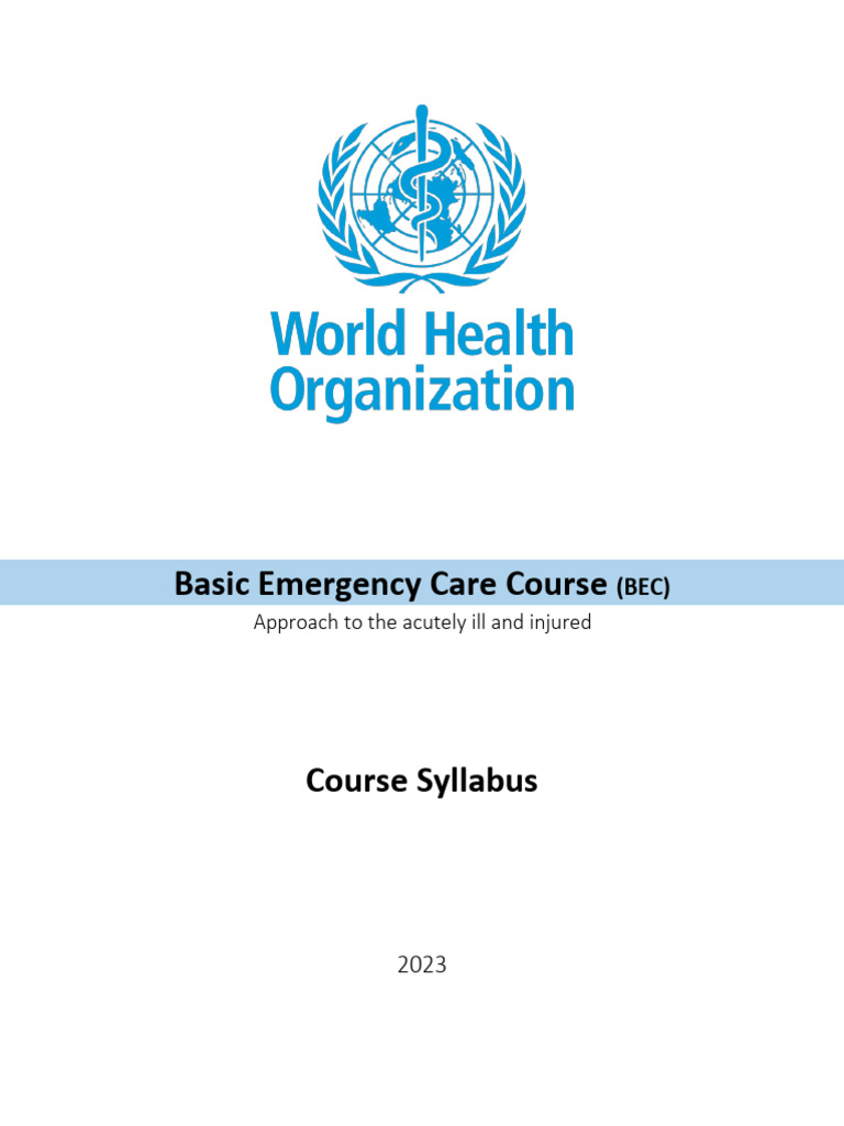 Basic Emergency Care Course Syllabus | PDF | Learning | World Health ...