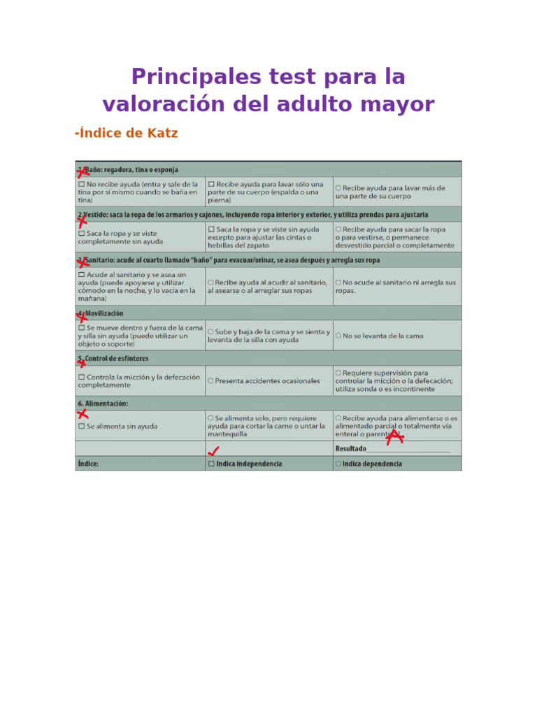 Test de valoración del adulto mayor | PDF