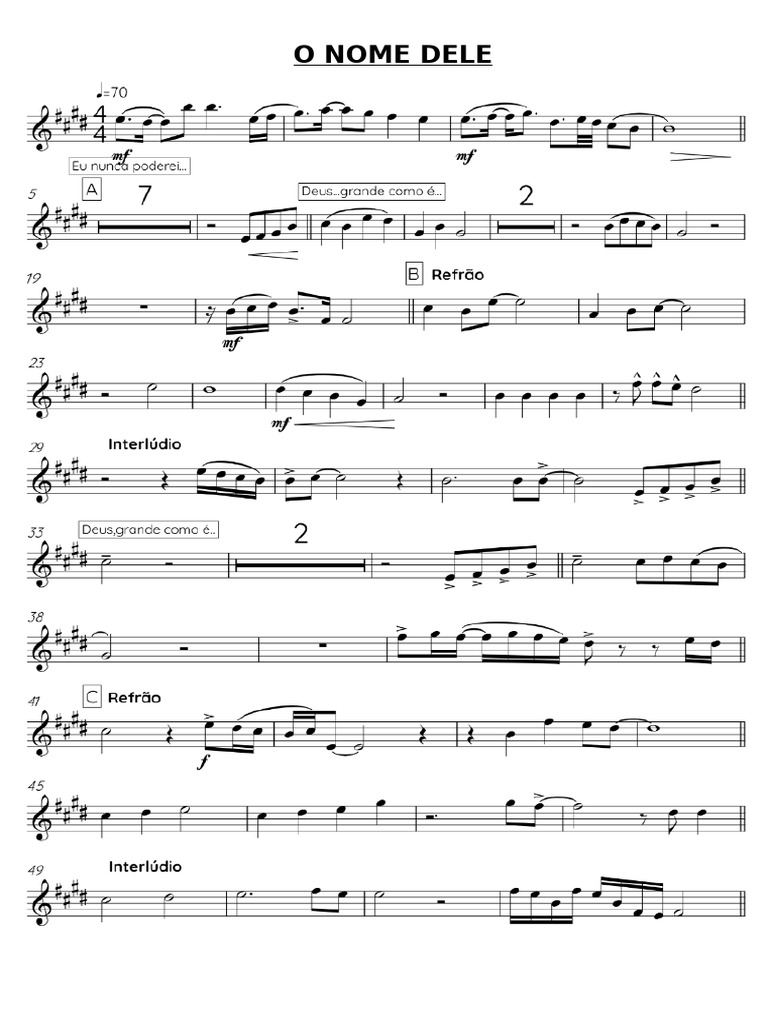O Nome Dele Partitura | PDF