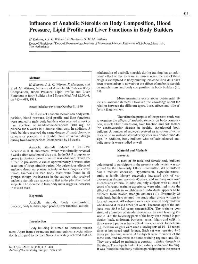 Kuipers1991 - Influence of Anabolic Steroids On Body Composition, Blood ...