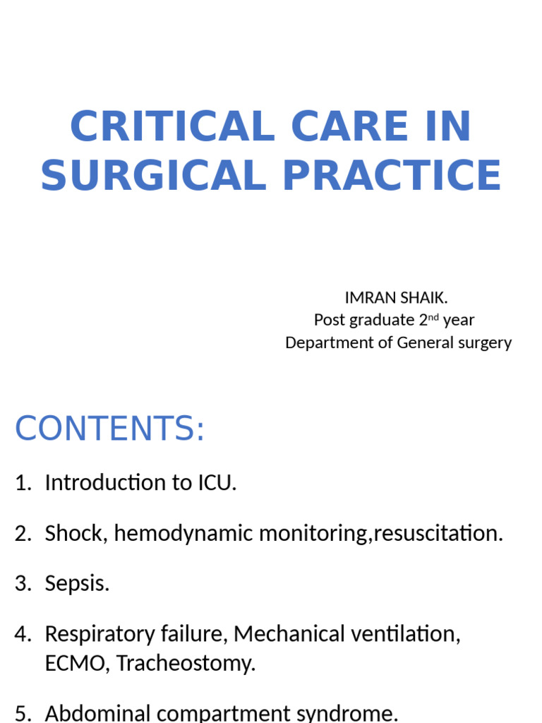 Surgical Critical Care | PDF | Shock (Circulatory) | Blood Pressure