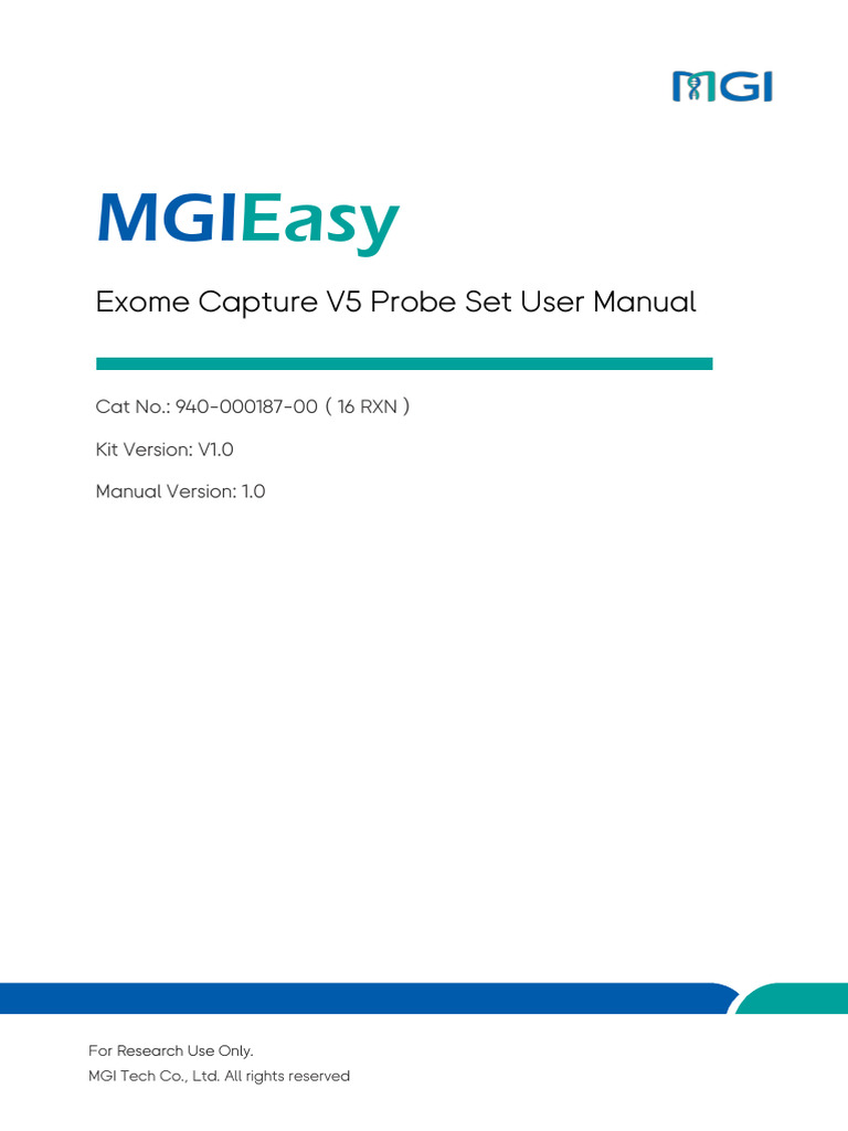 940-000187-00 MGIEasy Exome Capture V5 Probe Set User Manual 1.0 | PDF ...