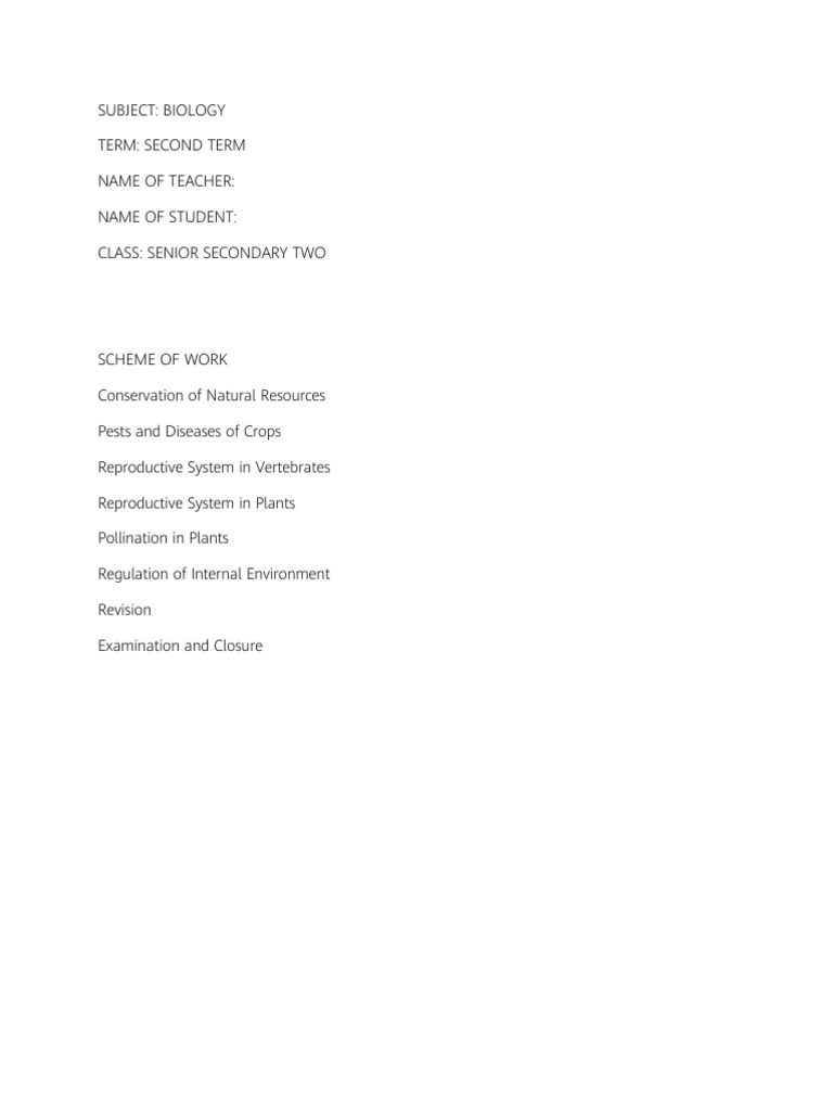 7779 - Biology Note Ss 2 Second Term 2024 | PDF | Flowers ...