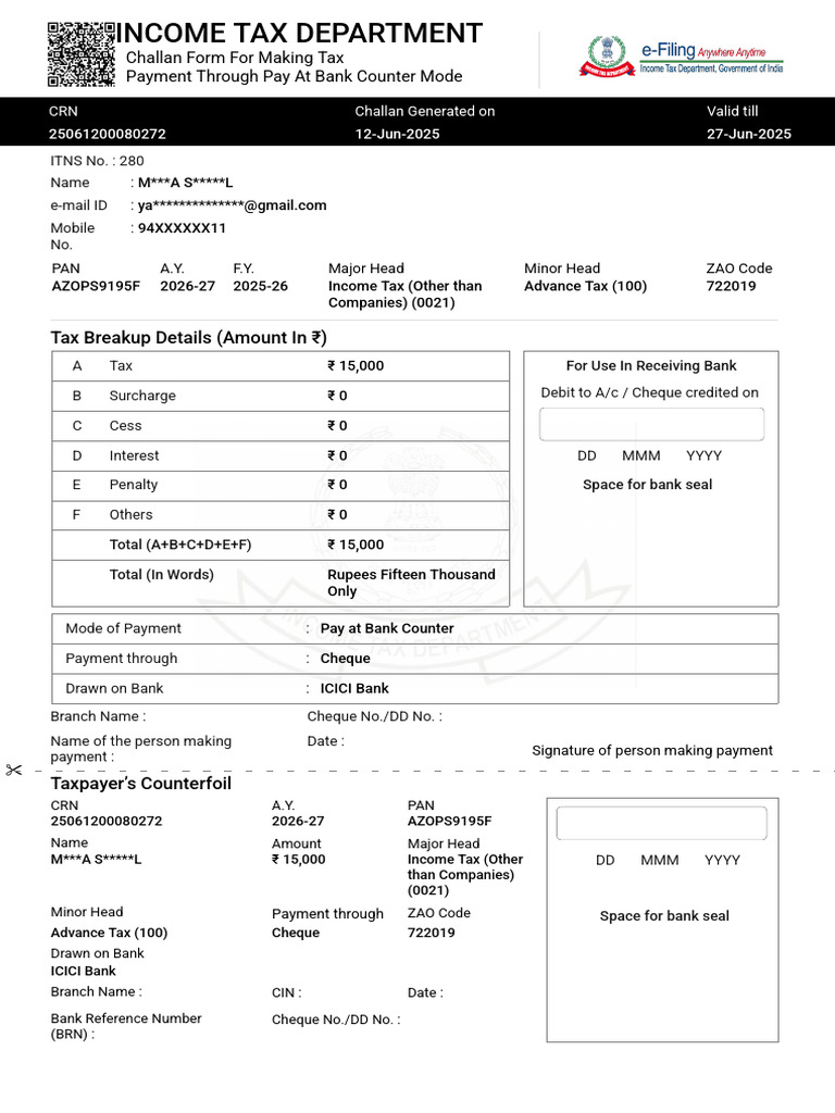 ChallanForm | PDF | Cheque | Payments