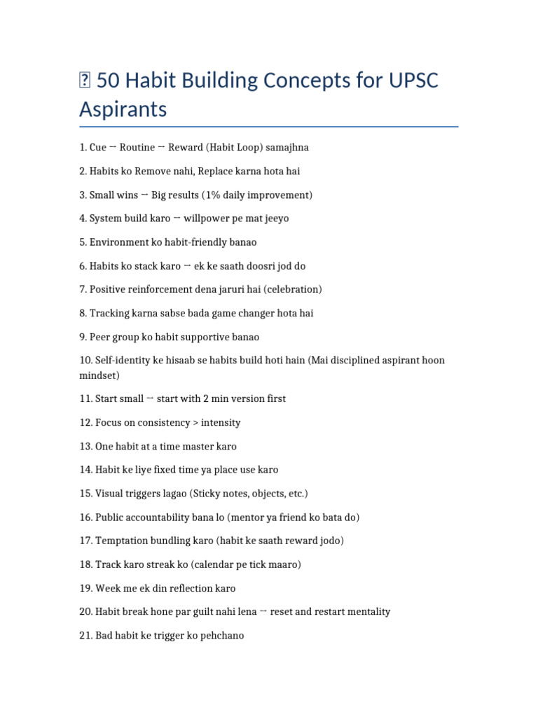 Habit Stacking for UPSC Success | PDF | Habits | Behavioural Sciences