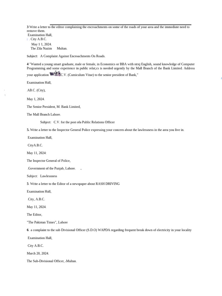 3 Write A Letter To The Editor Complaining The Encroachments On Some of ...