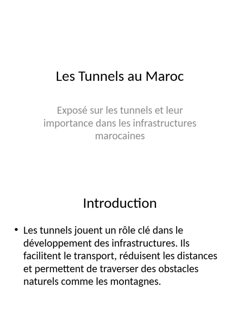 Importance des Tunnels au Maroc | PDF
