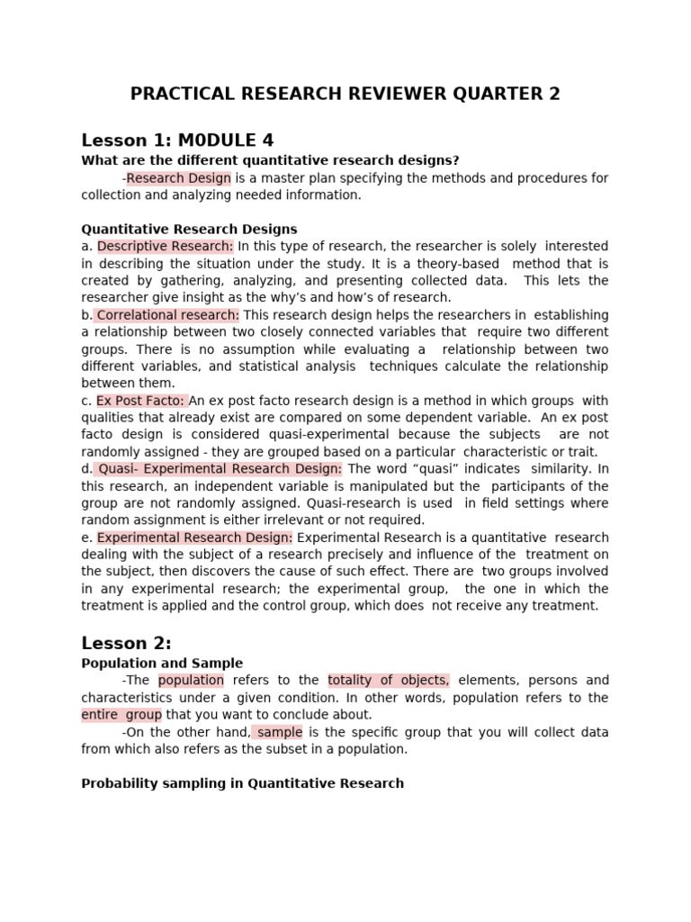 Quantitative Research Designs Overview | PDF | Statistics | Sampling ...