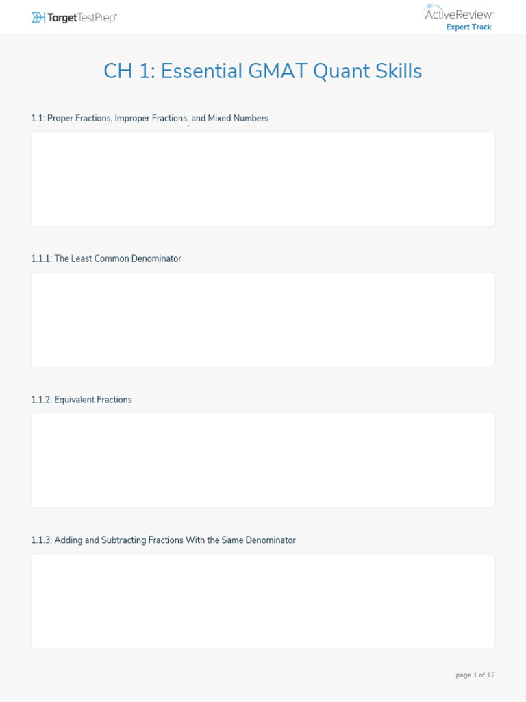 GMAT Quant Skills: Fractions & Decimals Guide | PDF | Mathematical ...