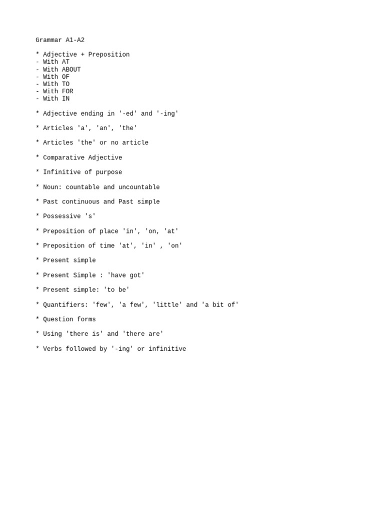 Grammar A1 A2 Pdf