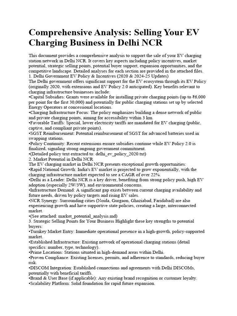 Sell Your EV Charging Business in Delhi | PDF | Electric Vehicle ...