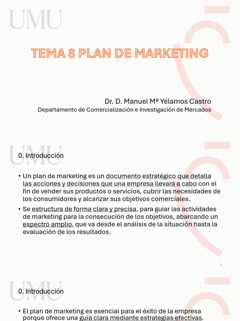 Tema 8 Plan de Marketing | PDF | Marketing | Investigación de mercado