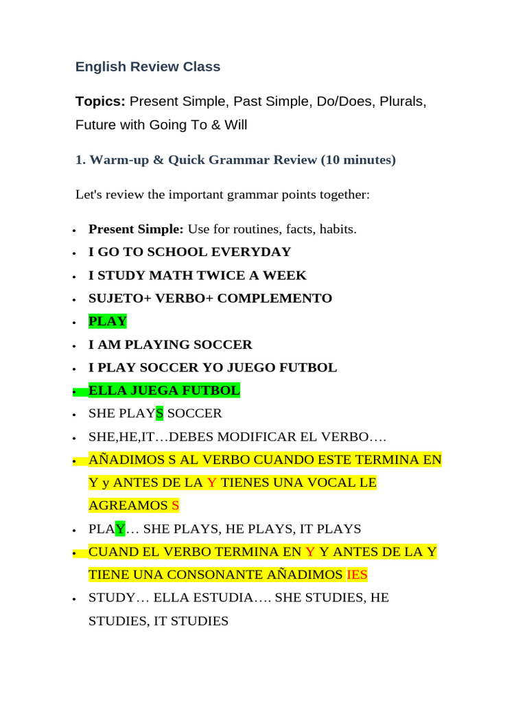Present Simple Grammar Review Guide | PDF | Linguistics | Linguistic ...