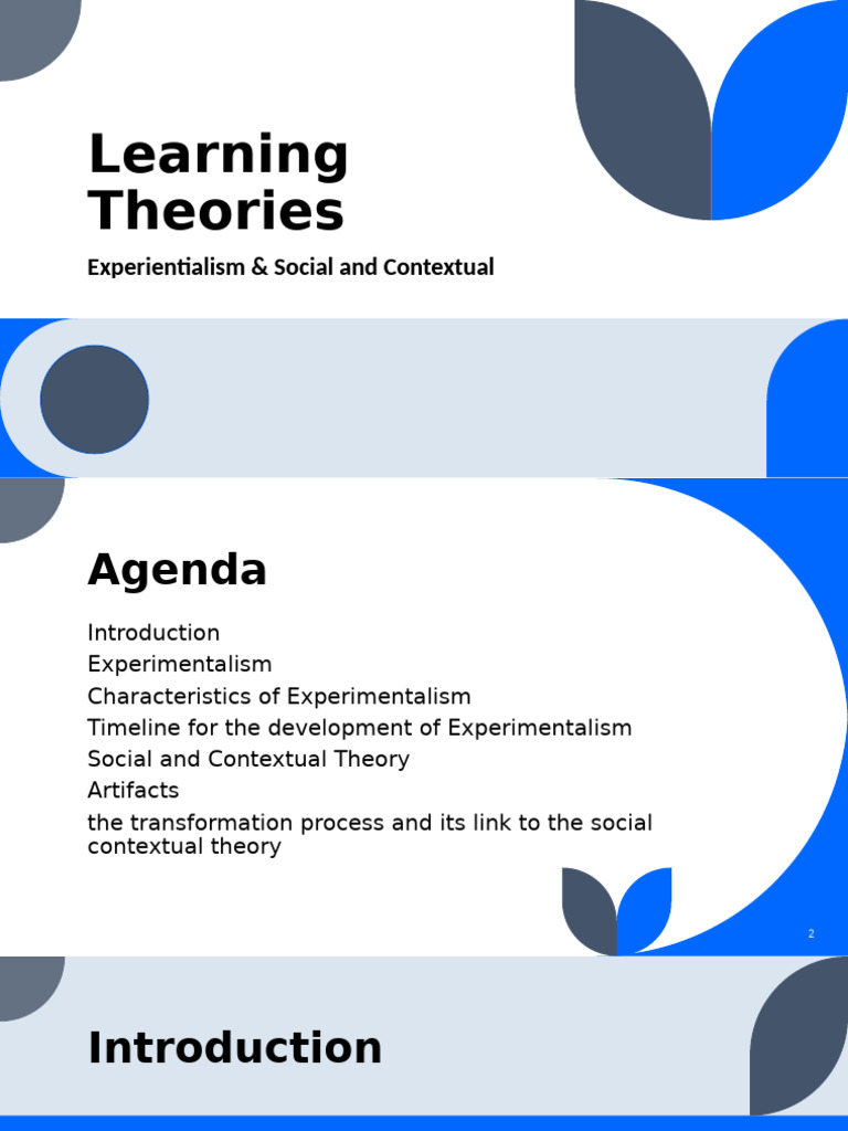 Experiential and Social Contextual Learning Theories: Understanding How ...