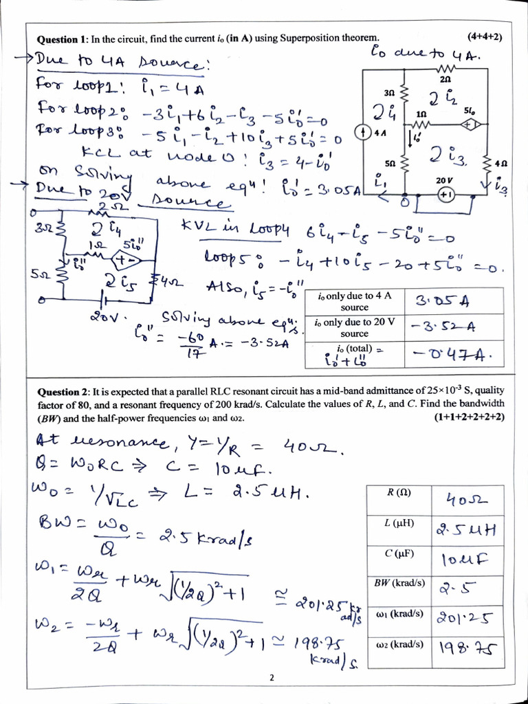 Circuit Analysis and RLC Calculations | PDF | Diode | Electrical Components