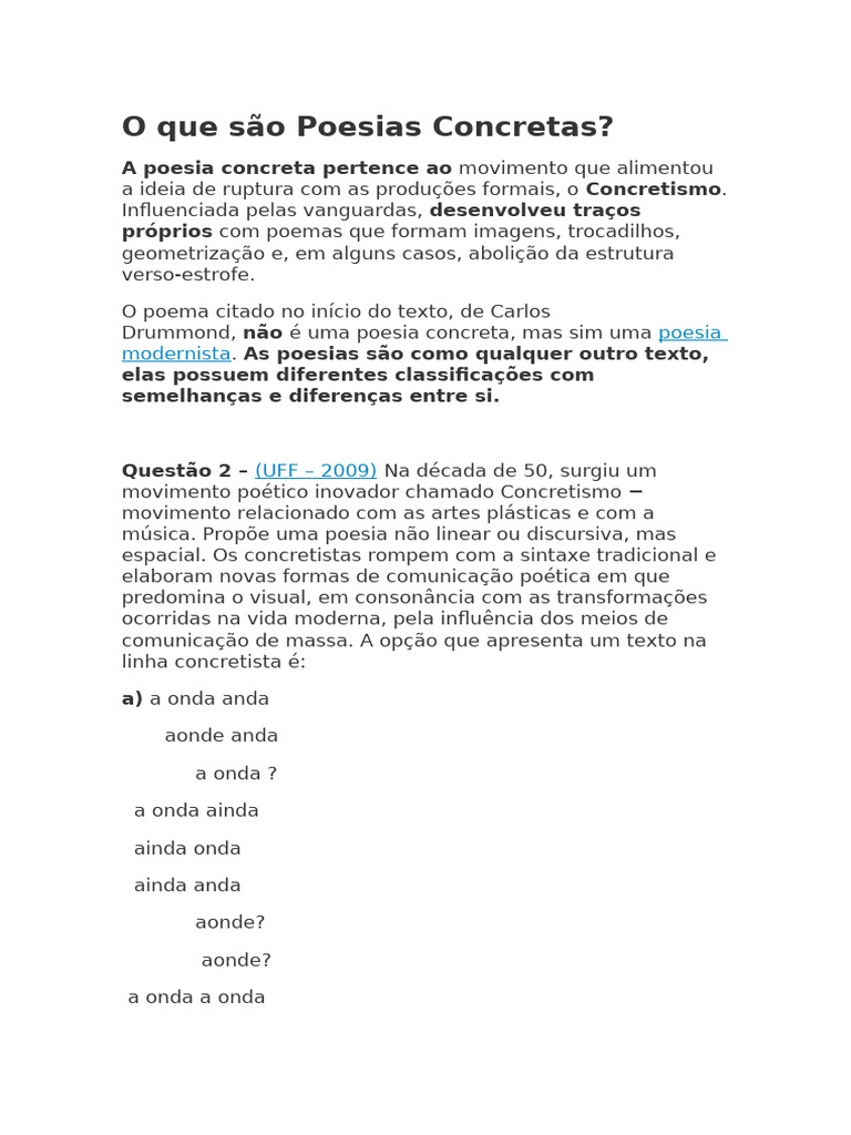 Características da Poesia Concreta | PDF | Poesia | Estética