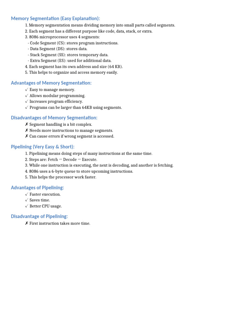 Memory Segmentation and Pipelining Easy New | PDF