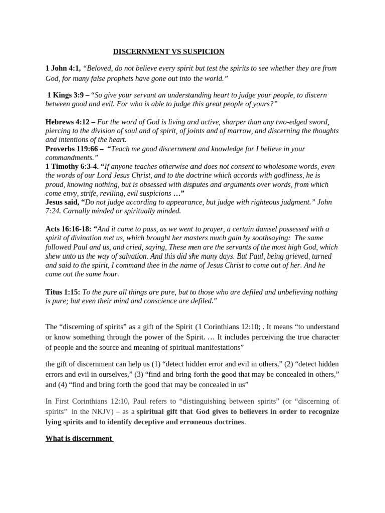Discernment Vs Suspicion Pdf Attitude Psychology Wisdom