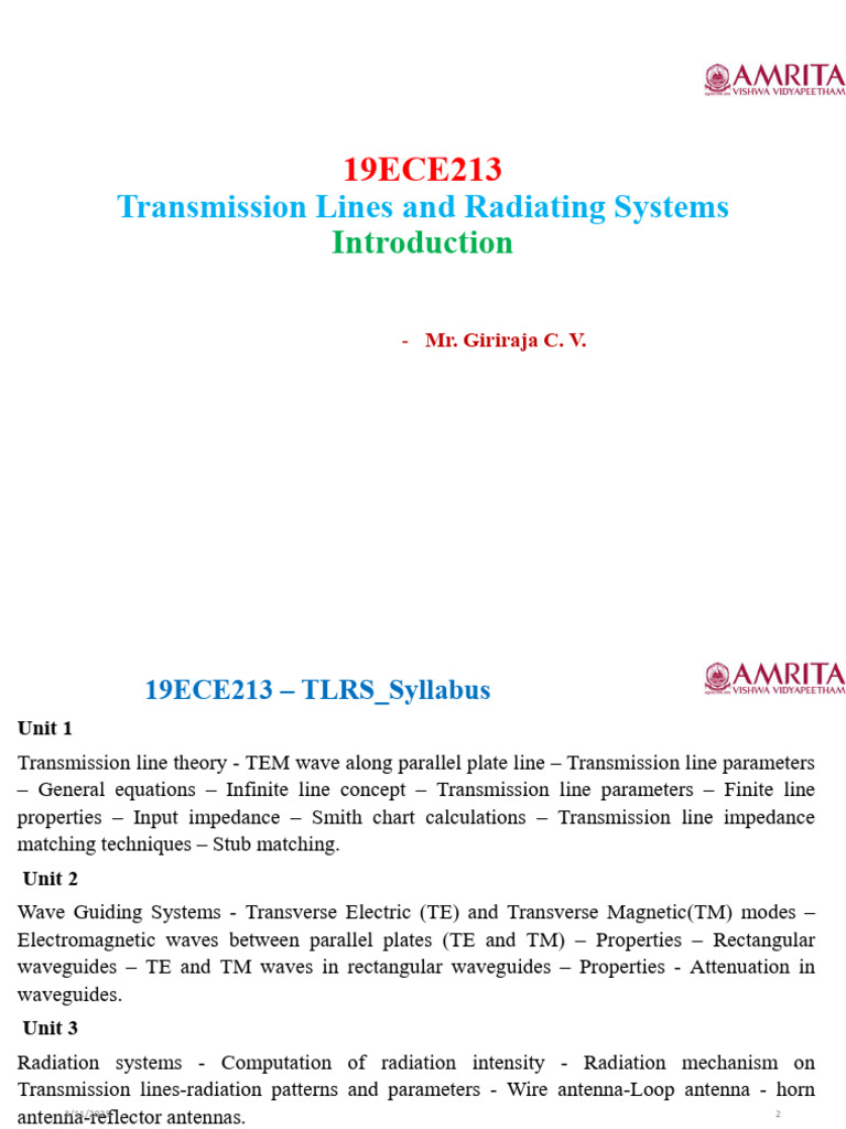 Transmission Lines & Radiating Systems Overview | PDF | Transmission ...