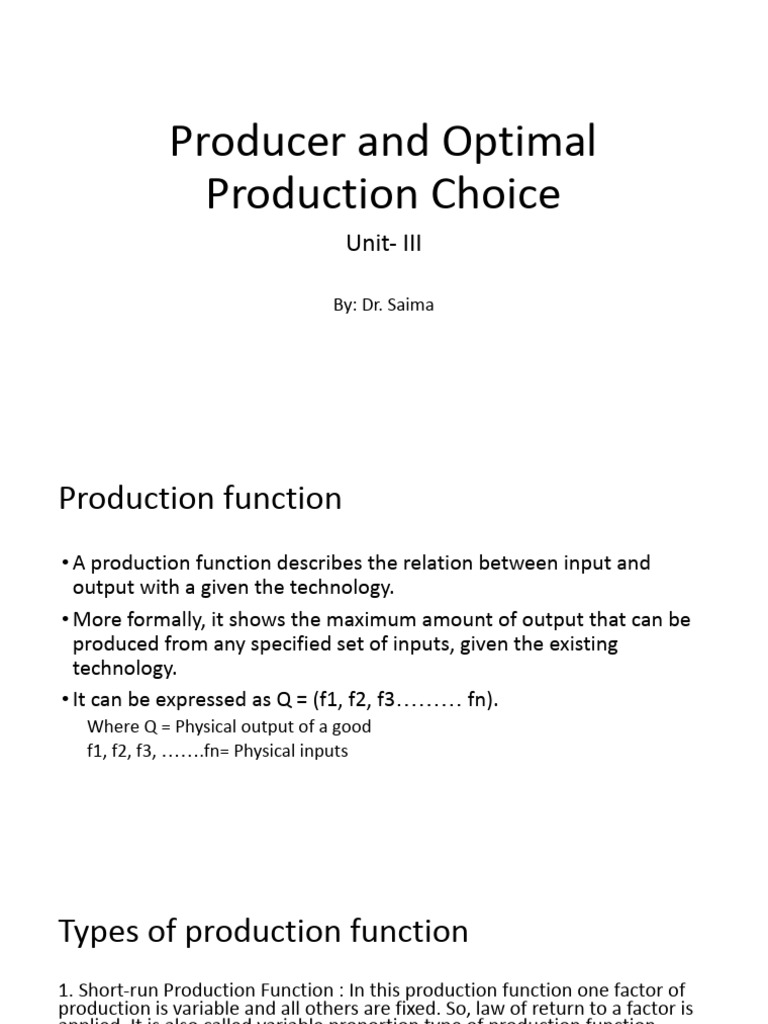 Understanding Production Functions and Choices | PDF