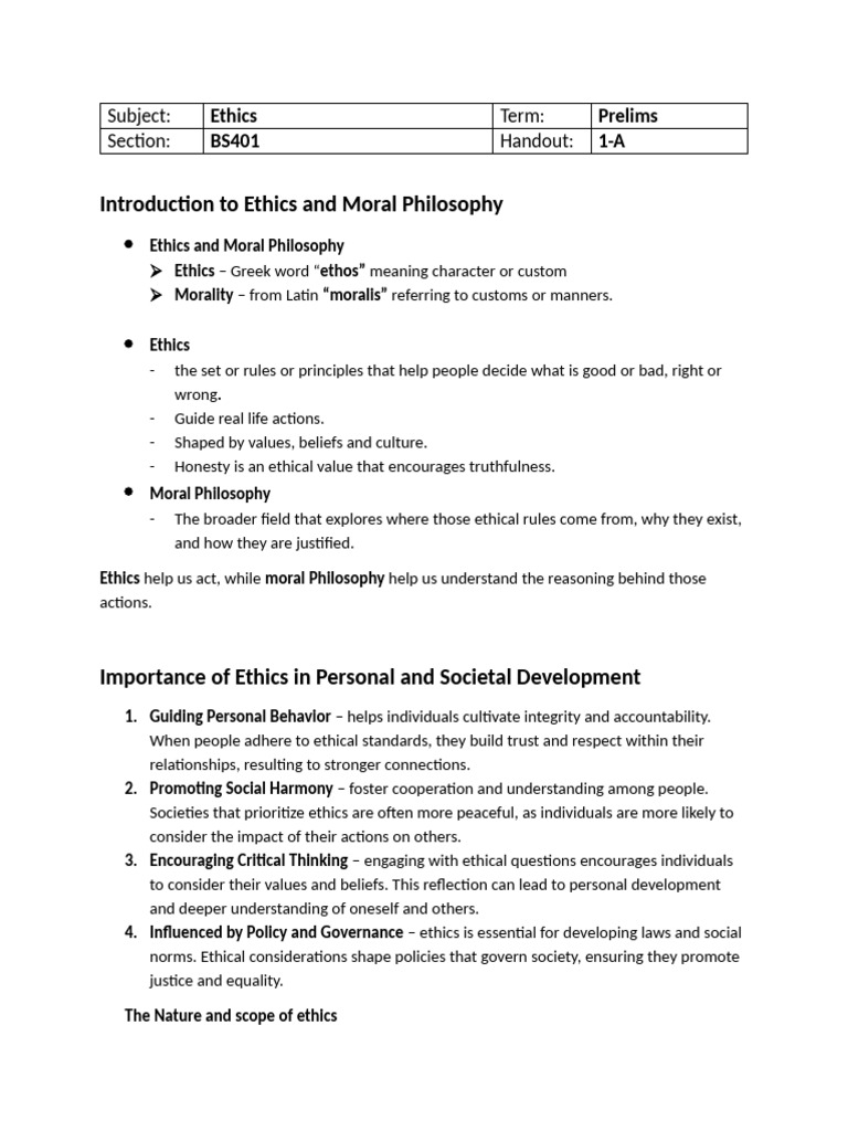 Introduction to Ethics and Moral Philosophy | PDF | Morality | Social ...