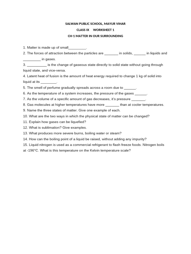 CH 1 Worksheet 2 | PDF
