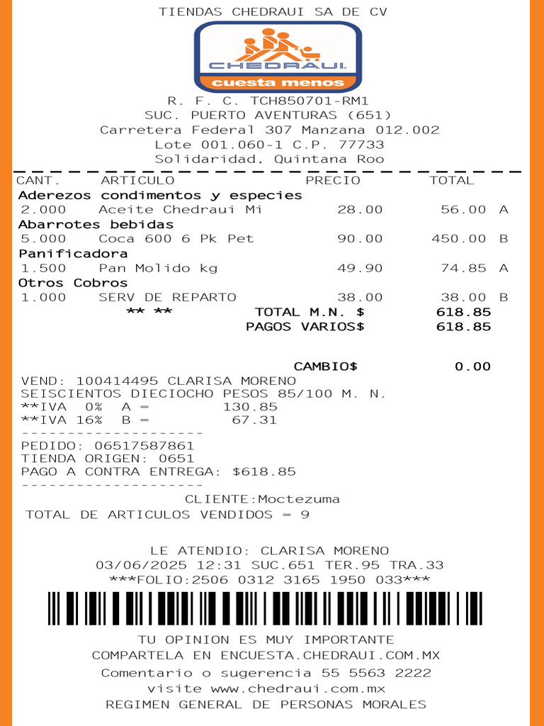 Ticket de compra Chedraui 2025 | PDF