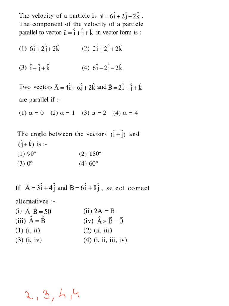 Vector Practice Questions | PDF