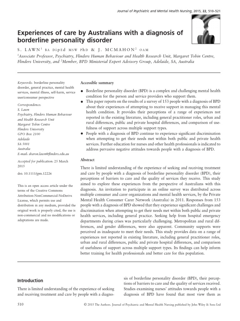 BPD Care Experiences in Australia | PDF | Borderline Personality ...