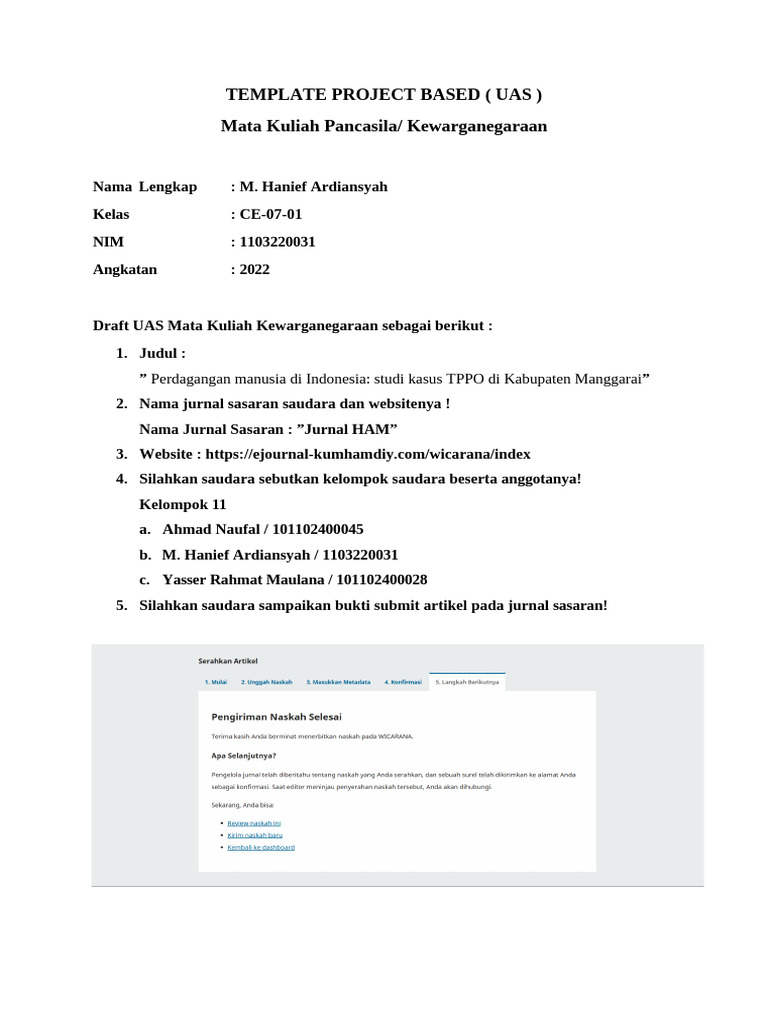 HaniefArdiansyah 1103220031 Form Uas | PDF