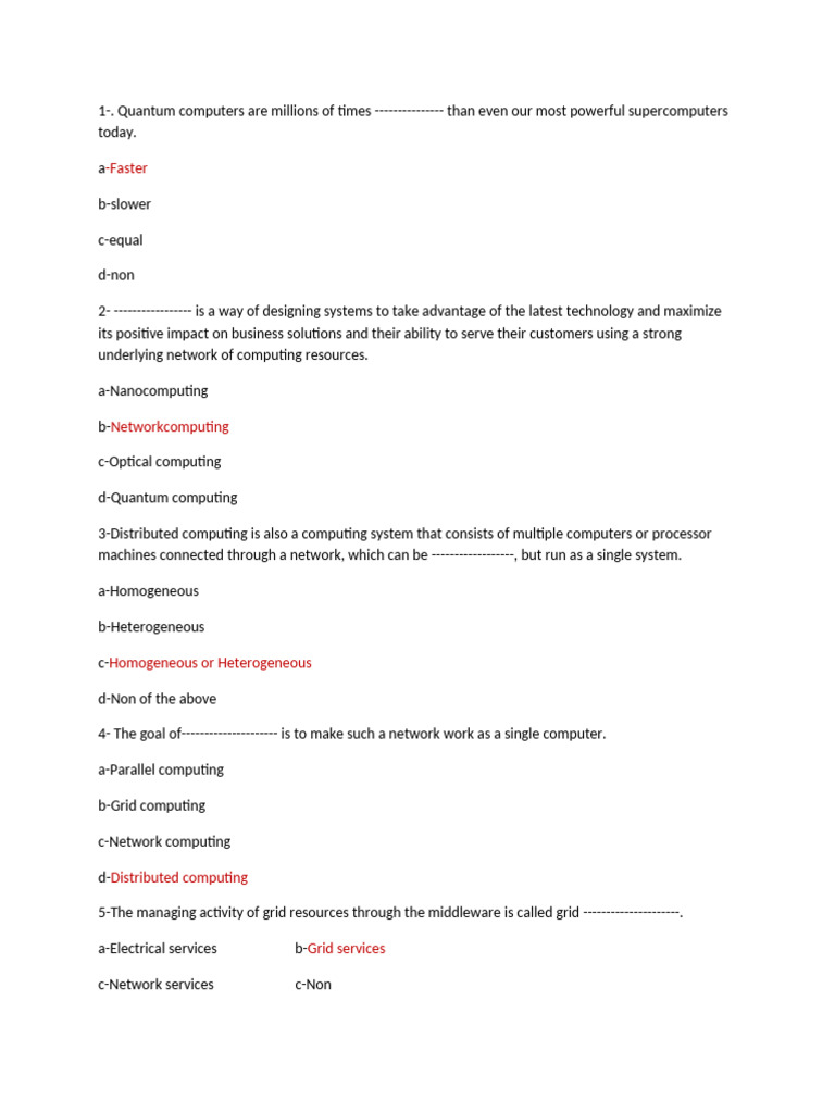 Quantum and Distributed Computing Quiz | PDF