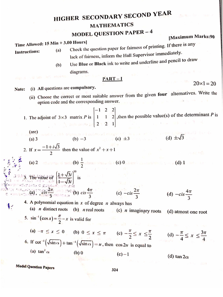 12 TH Maths PTA 4 | PDF