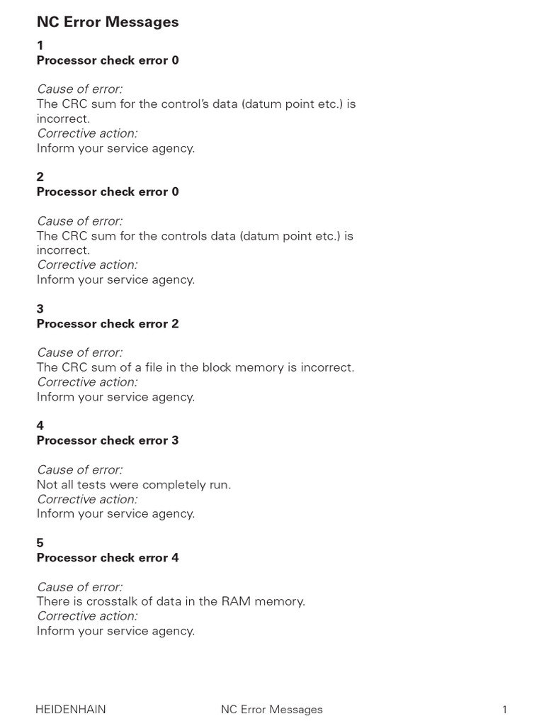 NC Error Messages Overview | PDF | Parameter (Computer Programming ...