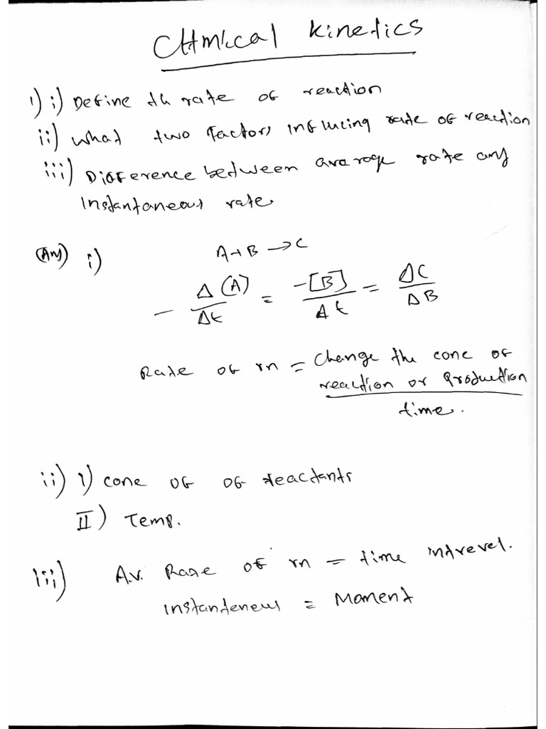 Chemical Kinetics Notes | PDF